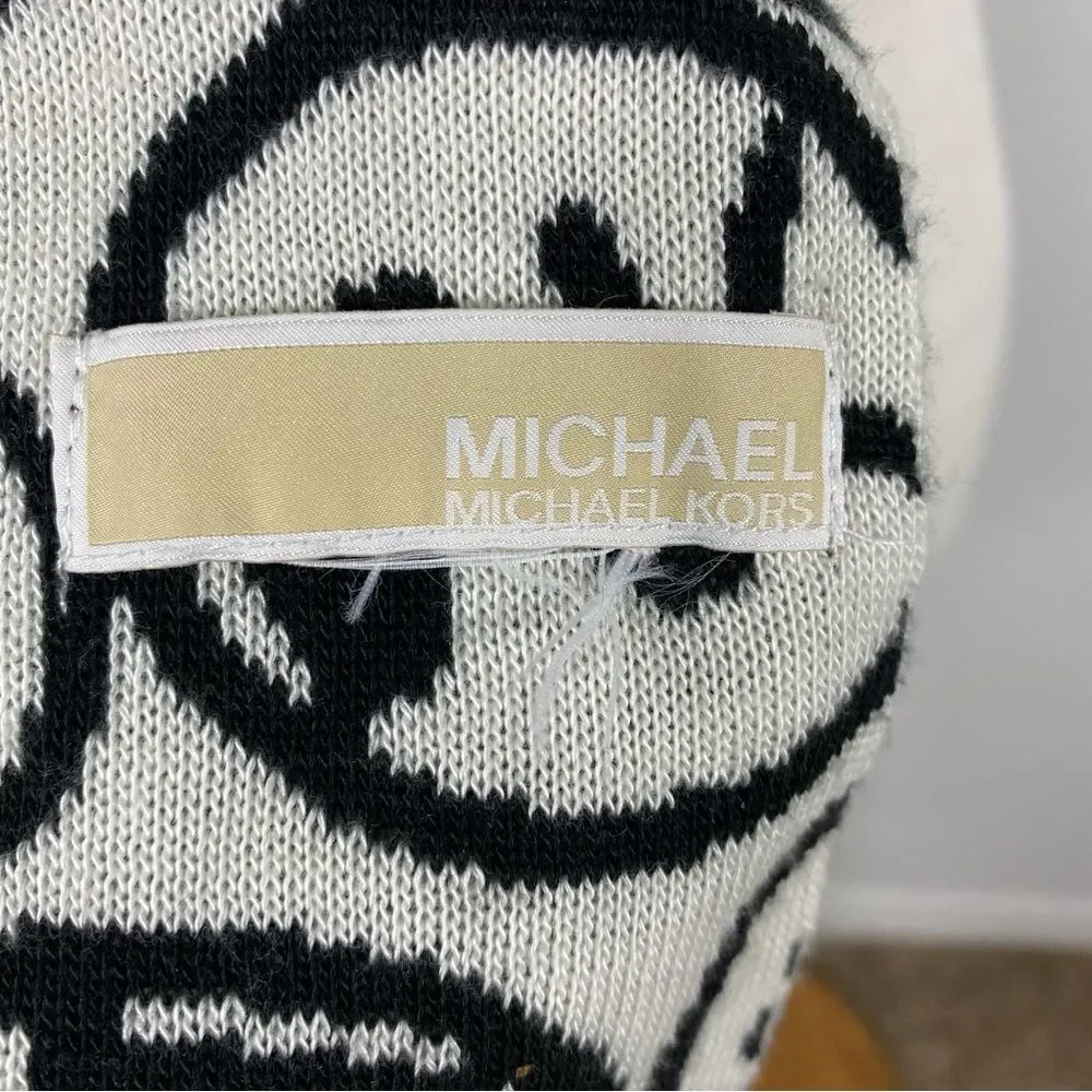 Michael Kors Signature Logo Knit Reversible Scarf in black white acrylic 64x10